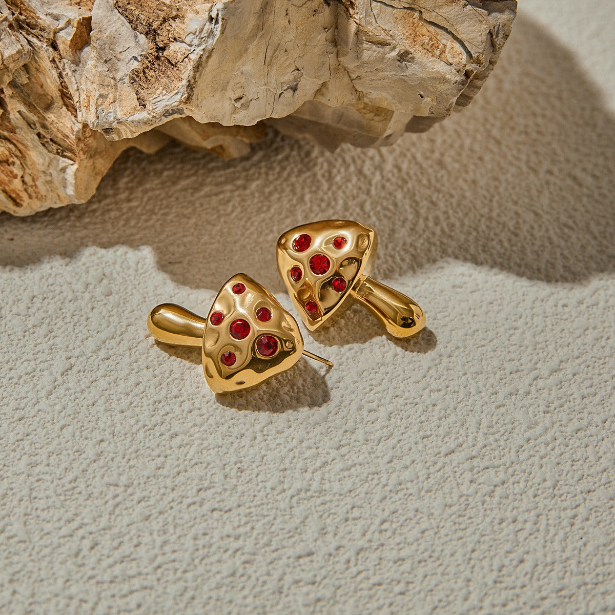 18K gold mushroom-shaped earrings inlaid with gemstones, exquisite and noble design Vera Lux