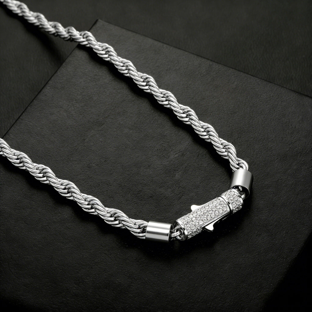 Cylindrical Spring-clasp Necklace Fully With Zirconias Vera Lux