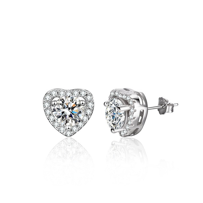 S925 romantic heart-shaped sterling silver earrings Vera Lux