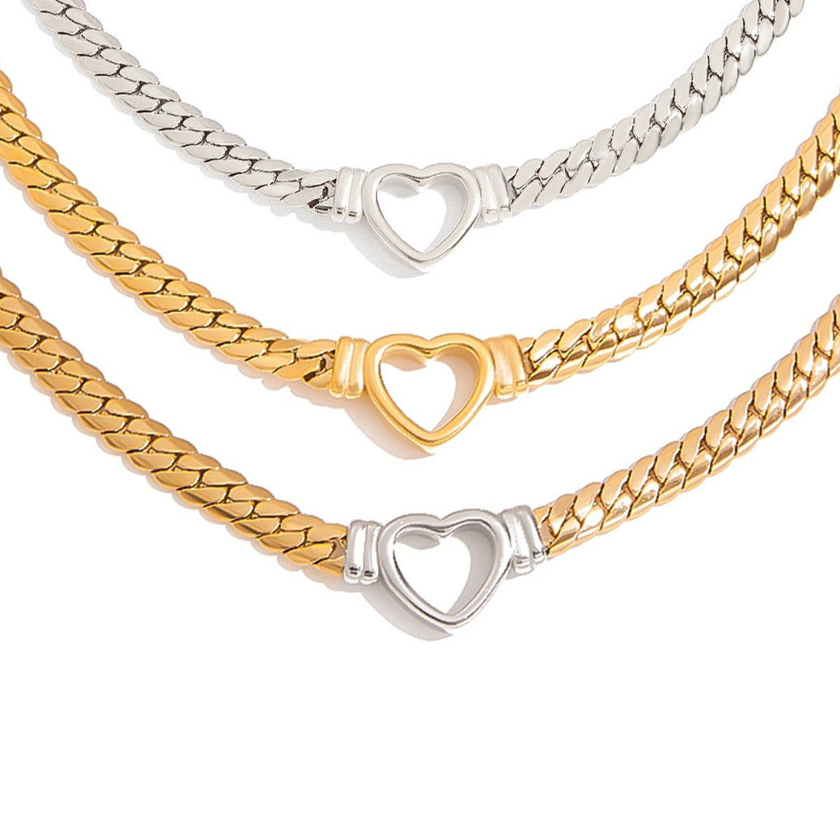 18K Gold Hollow Heart Design Trendy Personalized Necklace Vera Lux