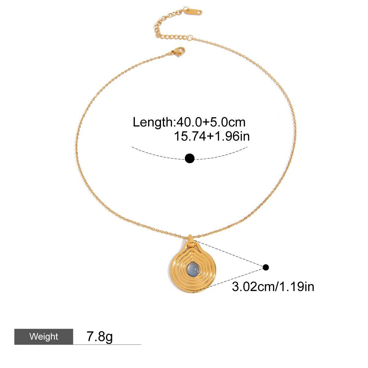 18K gold geometric inlaid gemstone with texture design classic fashion necklace Vera Lux