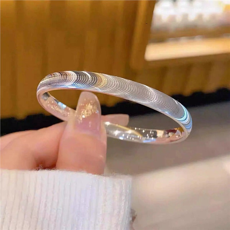 9999 Solid Silver Closed Bangle Bracelet - Brushed Finish Minimalist Smooth Band for Women Vera Lux