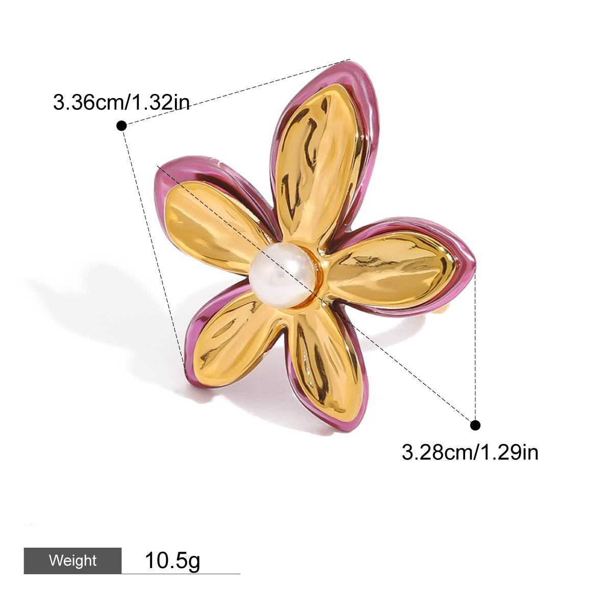 18K gold flower-shaped inlaid pearls exquisite design noble ring Vera Lux