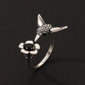 Floral And Hummingbird Vintage Open Ring Vera Lux