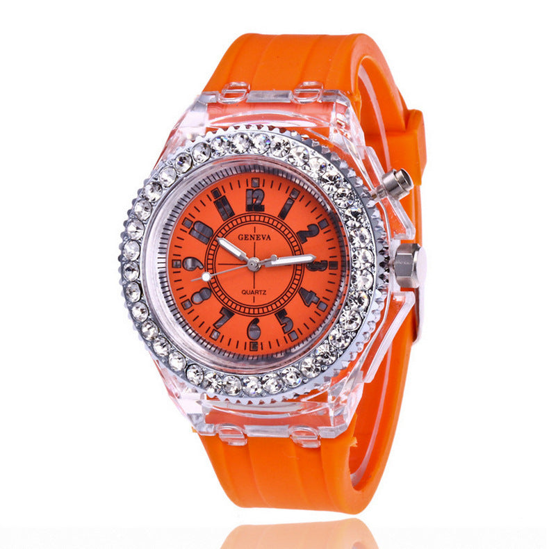 LED Luminous Watches Geneva Women Quartz Watch Women Ladies Silicone Bracelet Watches Vera Lux