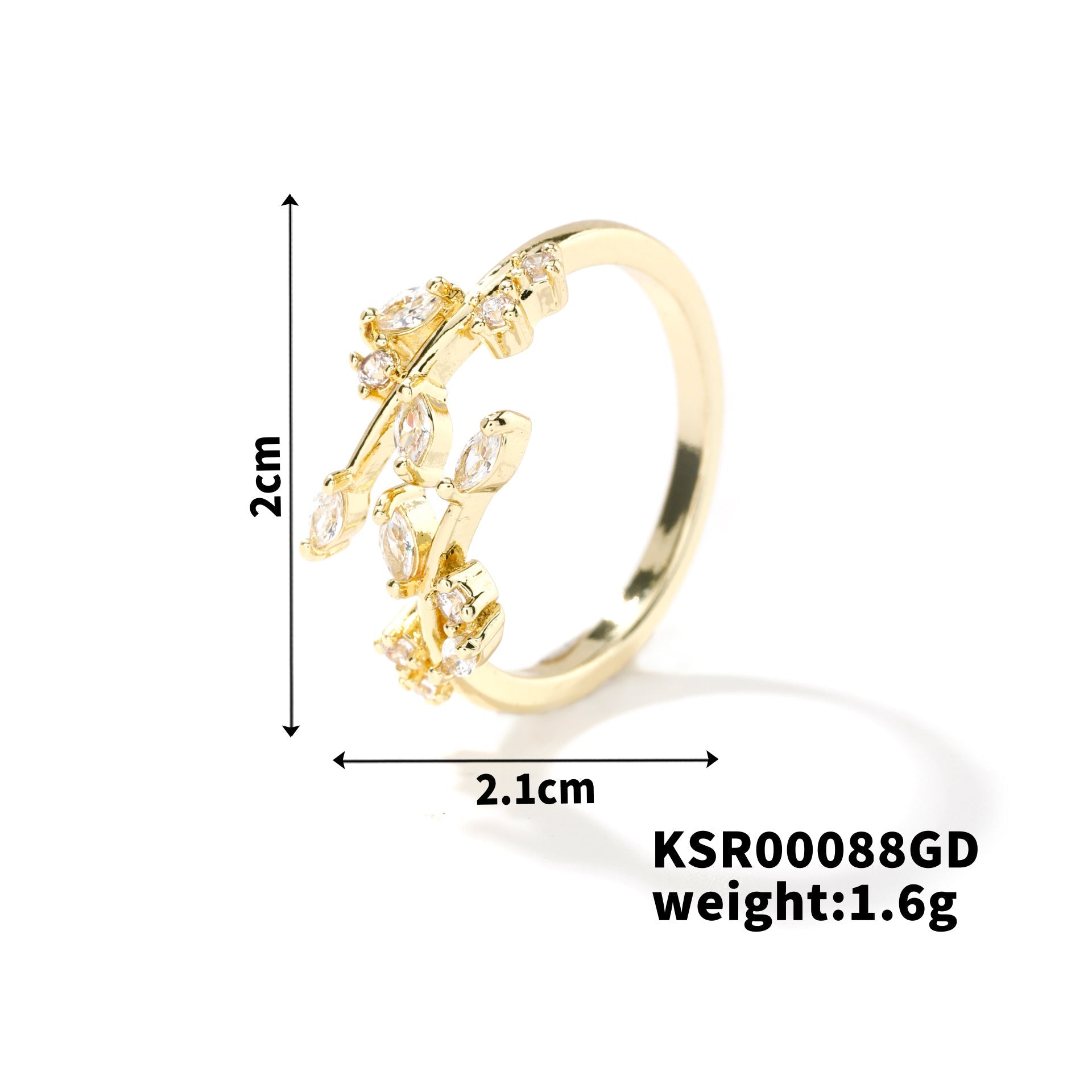Womens Personality Leaf Ring Vera Lux