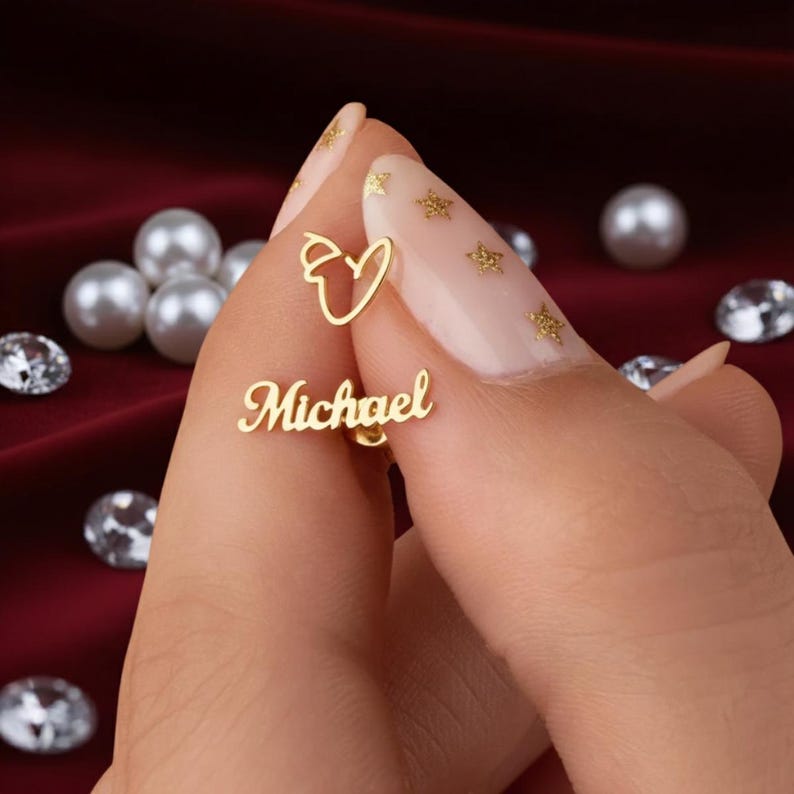 Custom Engraved Script Name Stud Earrings Vera Lux