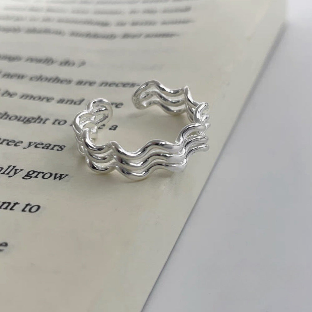 Vintage S925 Silver Women Rings, Simple Luxury Unique Design Finger Bands Vera Lux