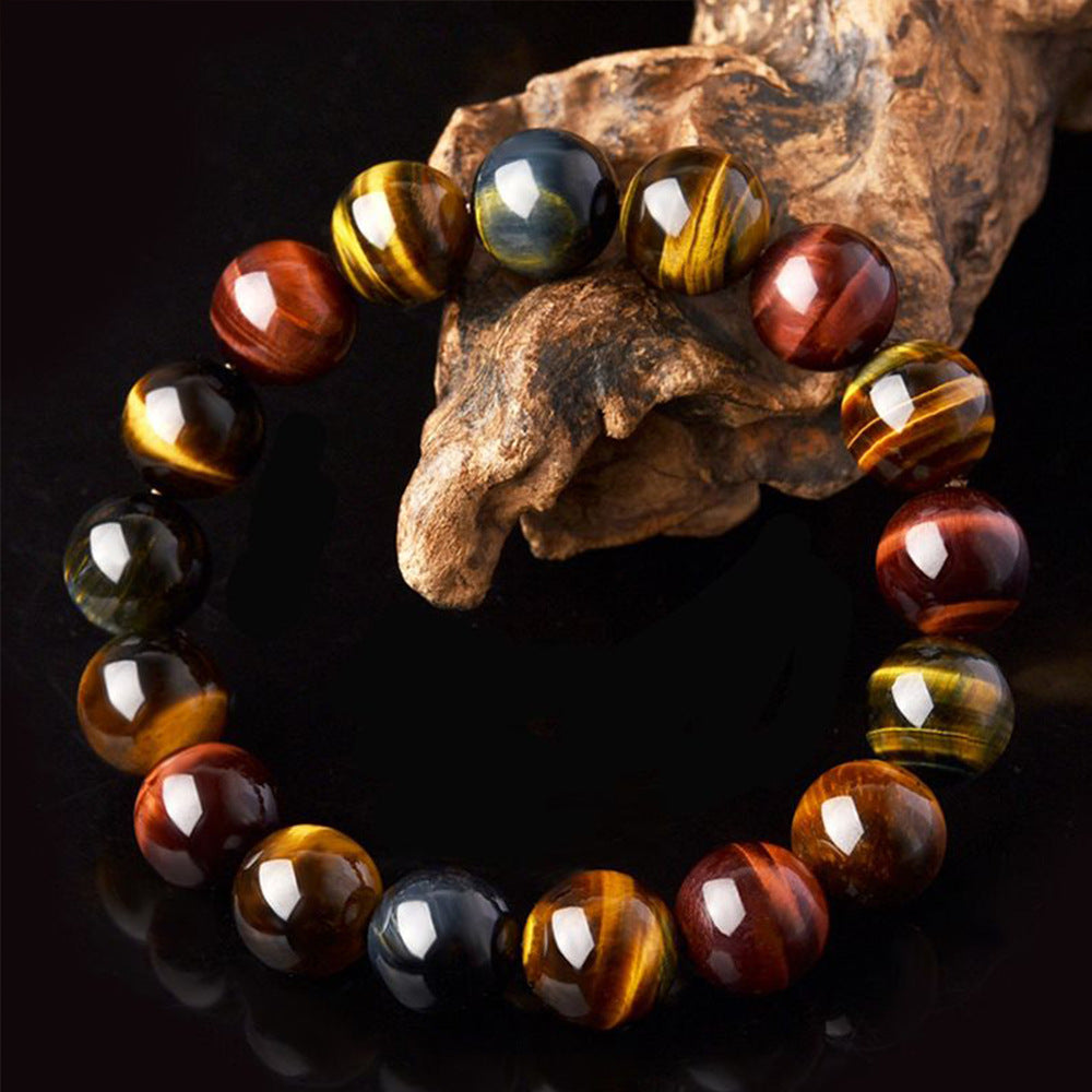 Natural Tricolor Tigers Eye Stone Beaded Bracelet Vera Lux