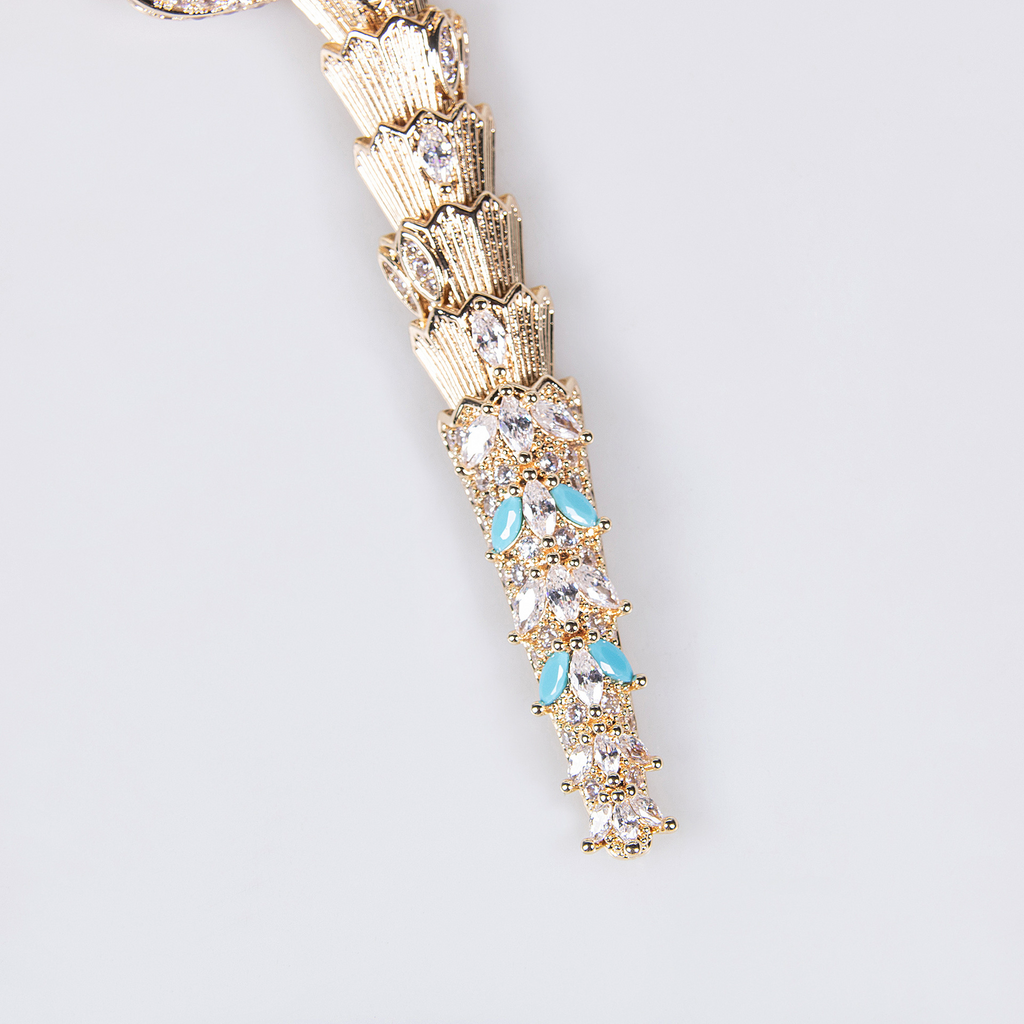 S925 Silver and Zircon Snake-Design Necklace and Earrings Jewelry Set Vera Lux