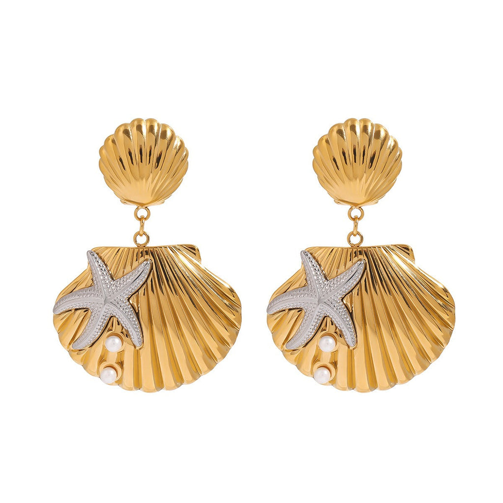 18K shells and starfish design exquisite and unique earrings Vera Lux