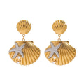 18K shells and starfish design exquisite and unique earrings Vera Lux