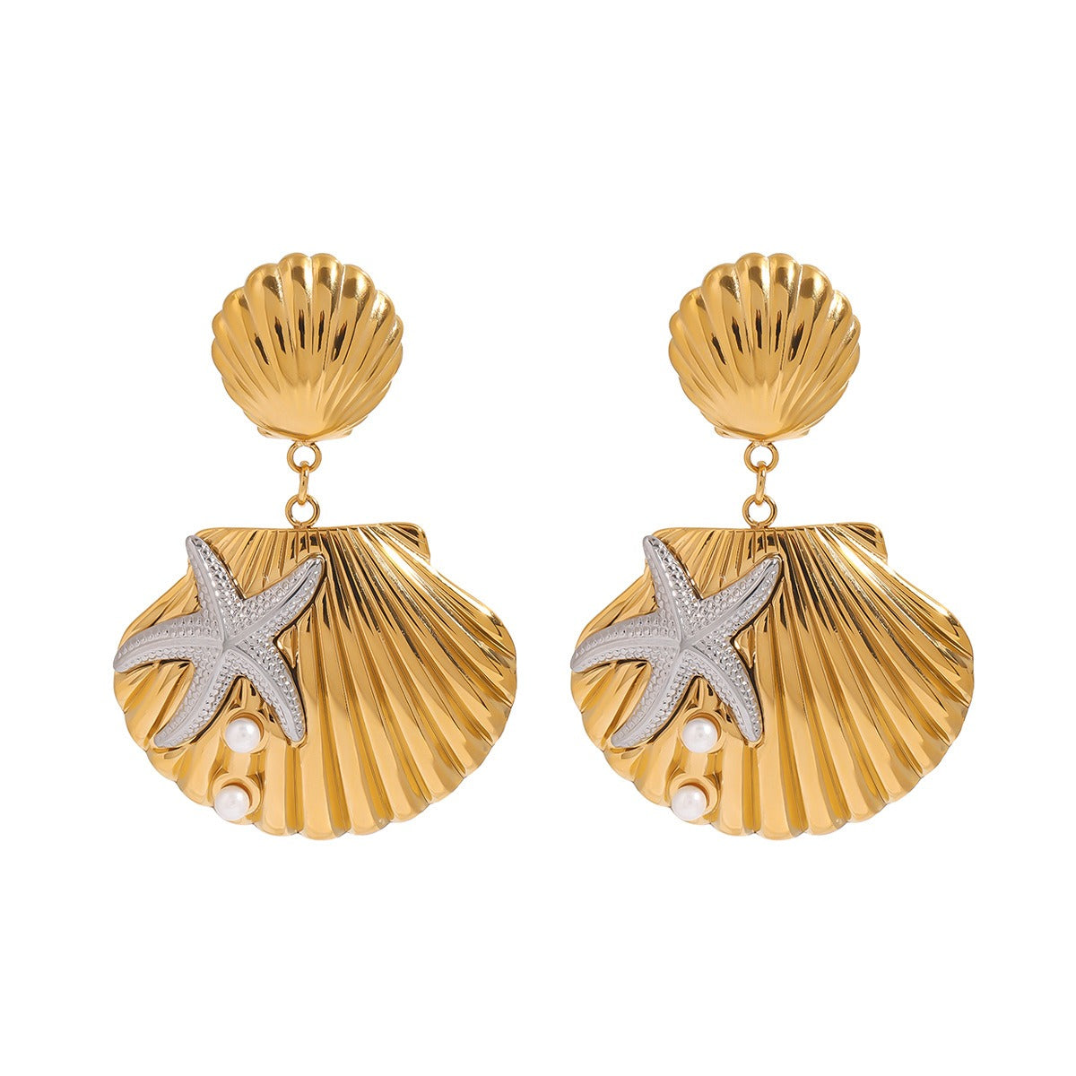 18K shells and starfish design exquisite and unique earrings Vera Lux