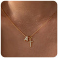 Zircon Inlaid 26 Letter Cross English Necklace Vera Lux