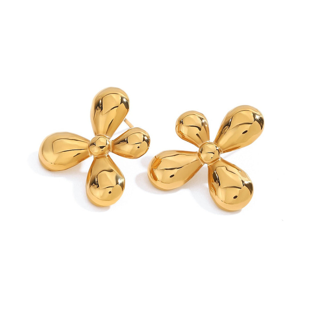 18K gold flower-shaped earrings with classic and simple design Vera Lux