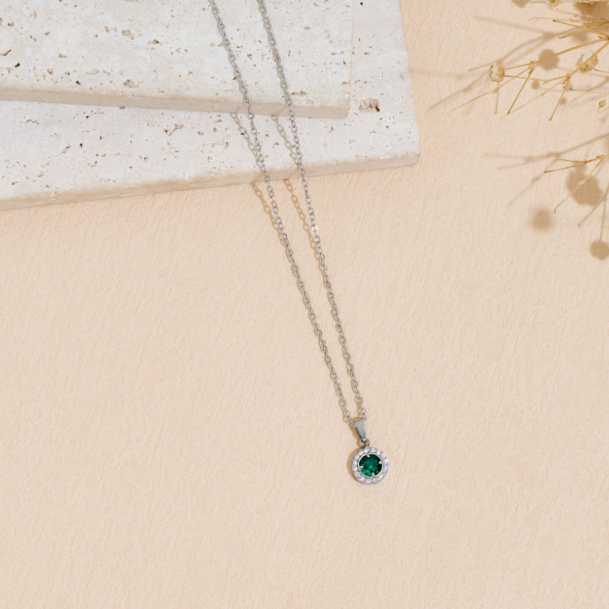 Stainless Steel Pendant Necklace With Zircon Inlay Vera Lux
