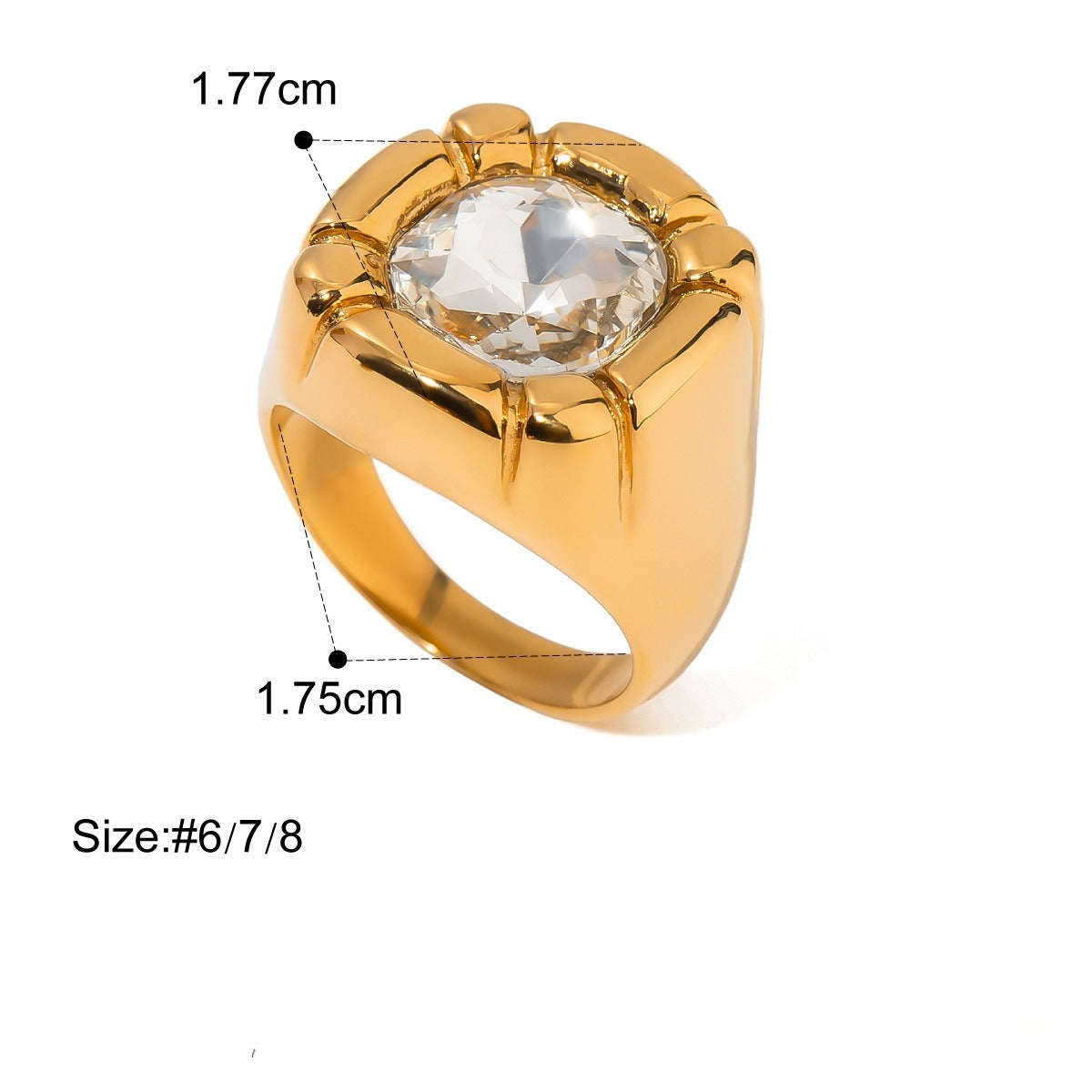 18K Gold Luxury Pearl Titanium Steel Ring Vera Lux