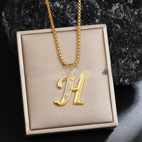 26 Diamond-Encrusted English Alphabet Necklaces Vera Lux