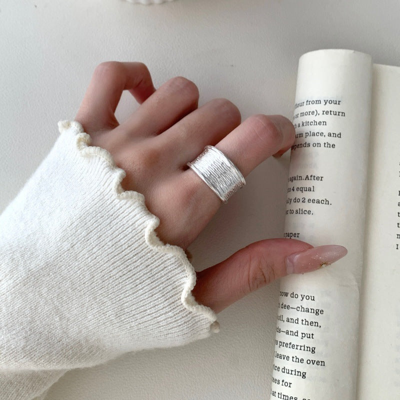 New Korean Style Wave Pattern Wide Band Ring For Women, Minimalist Irregular Cool Style, Versatile Finger Ring, Gift Ready Vera Lux