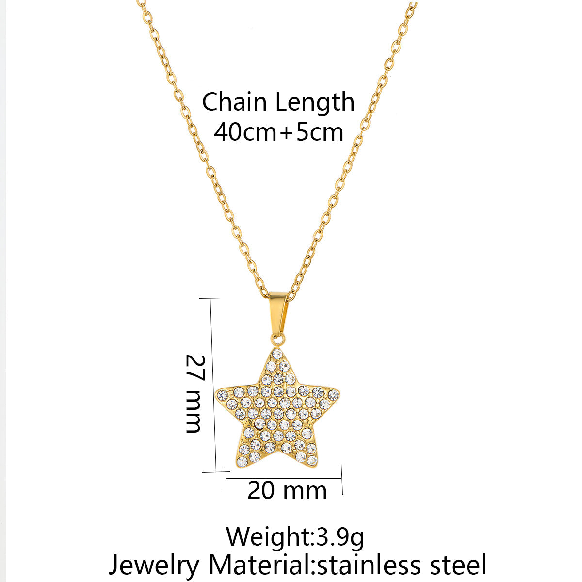 Stainless Steel Inlaid Zircon Star Pendant Necklace Vera Lux
