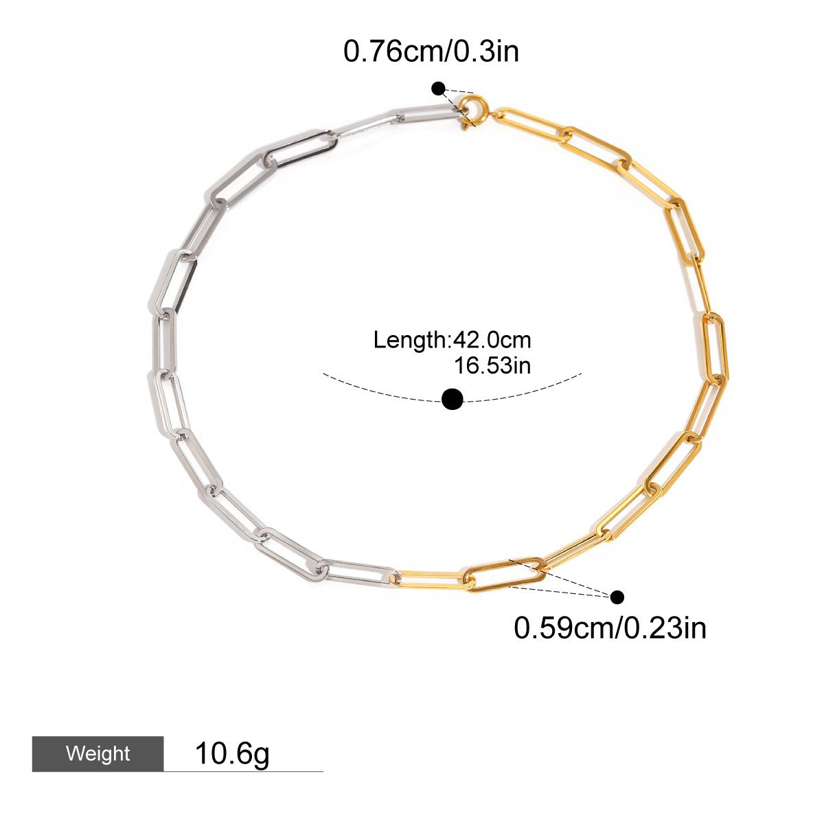 18K gold chain with gold and silver color matching design simple and elegant necklace Vera Lux
