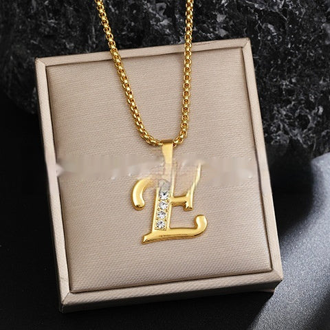 26 Diamond-Encrusted English Alphabet Necklaces Vera Lux