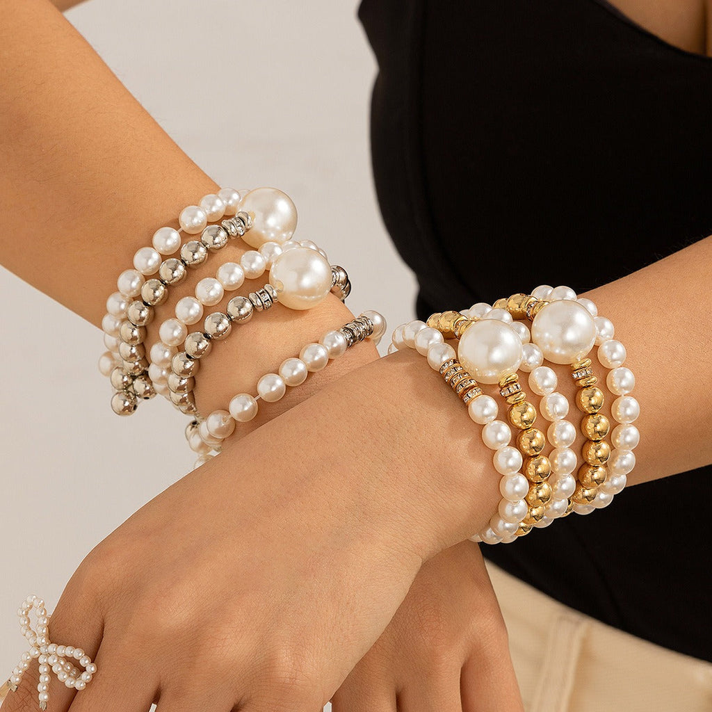 18k gold pearl stacking bracelet Vera Lux