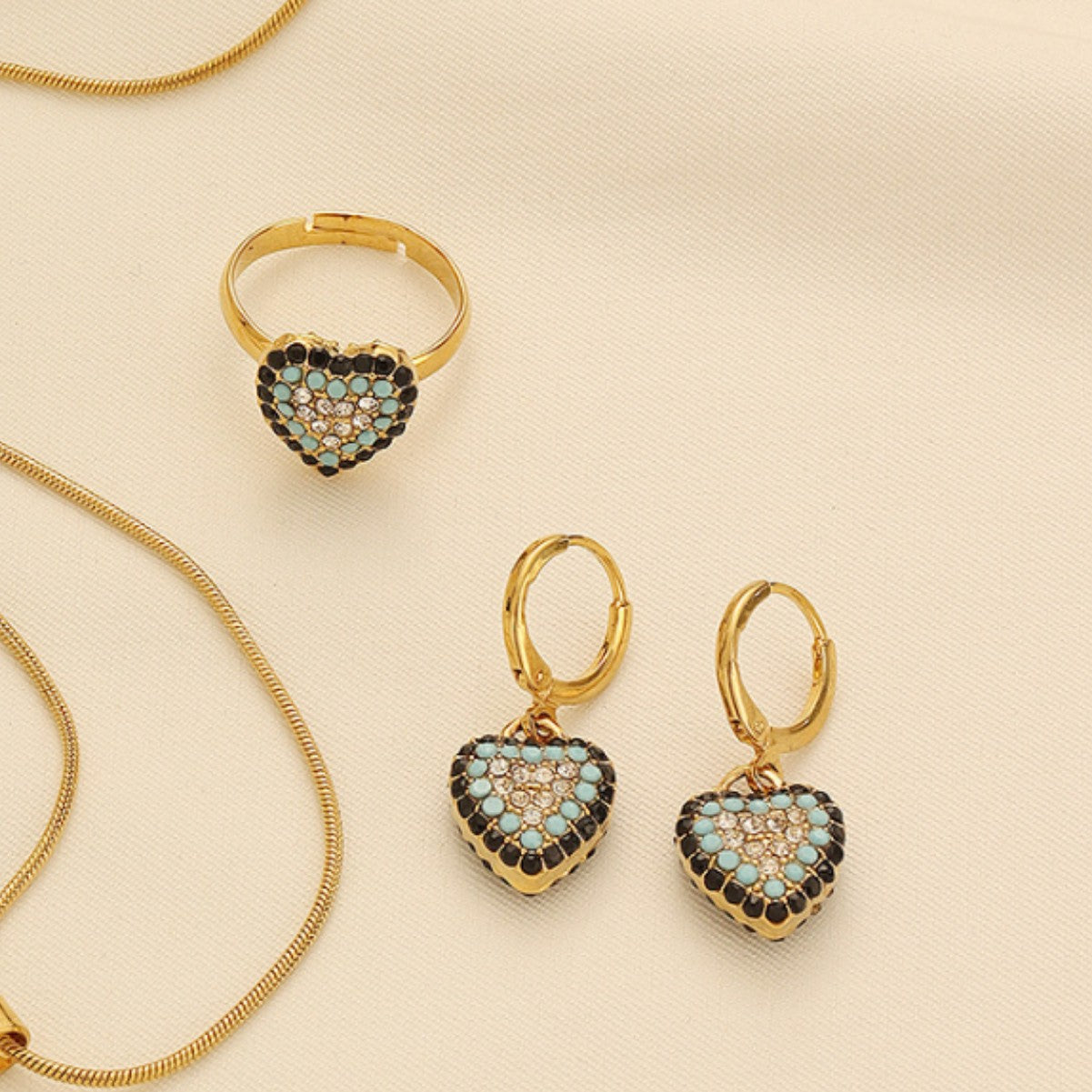 Crystal Heart Evil Eye Jewelry Set Vera Lux