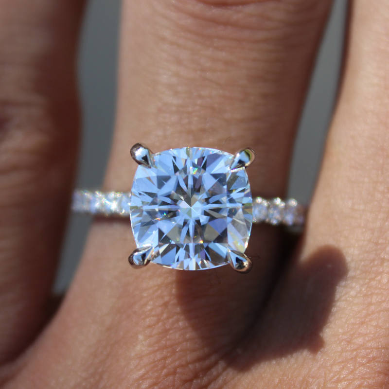 Classic 4-Prong 2ct Princess Cut White Gold Plated Simulated Moissanite Ring For Women, European & American Style Engagement Ring Vera Lux