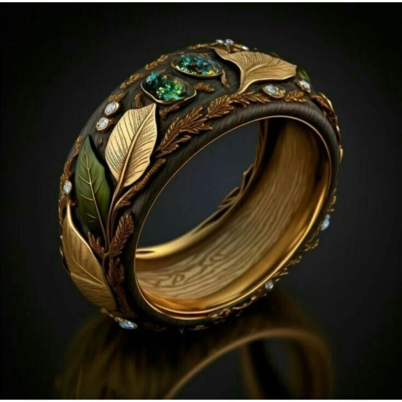 Malachite Branch And Vine Design Ring Vera Lux