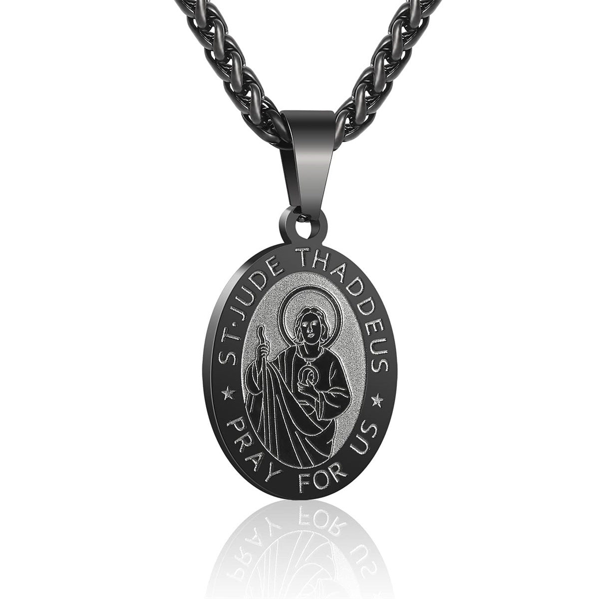 Double-Sided Portrait Medal Cross Stainless Steel Pendant Necklace For Men And Women Vera Lux