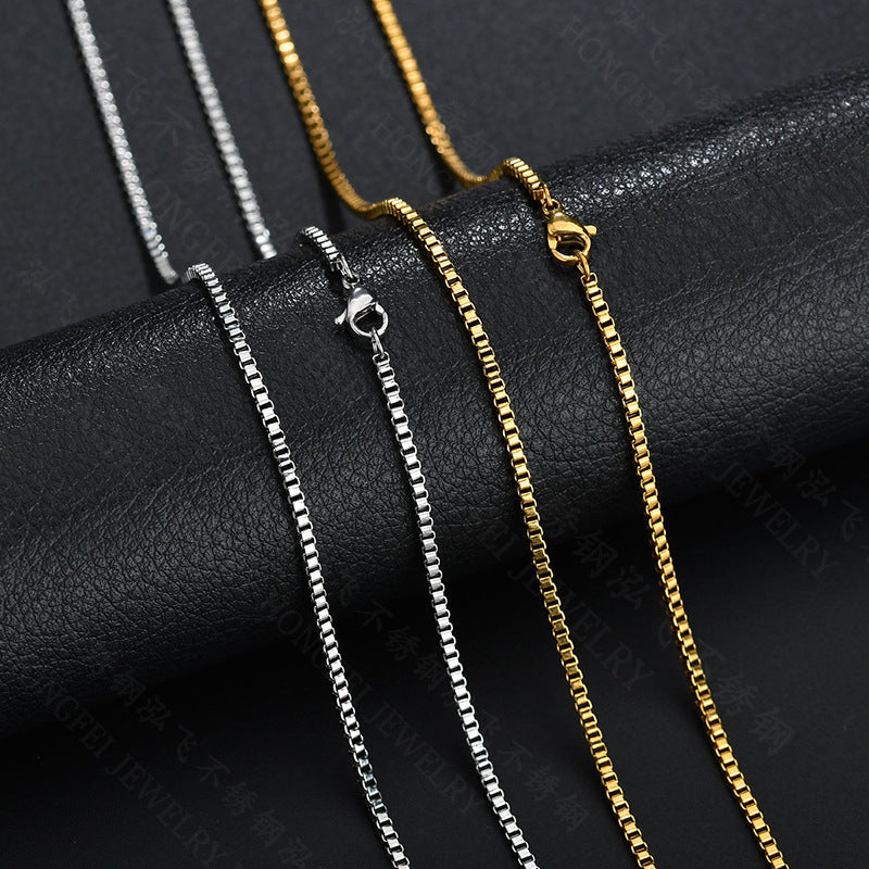 Simple Pendant-Free Necklace Titanium Steel Box Chain Necklace For Women Vera Lux