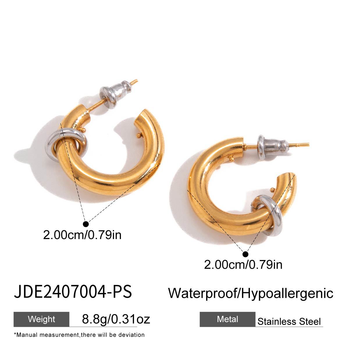 Two Tone Stainless Steel C Hoop Earrings Vera Lux