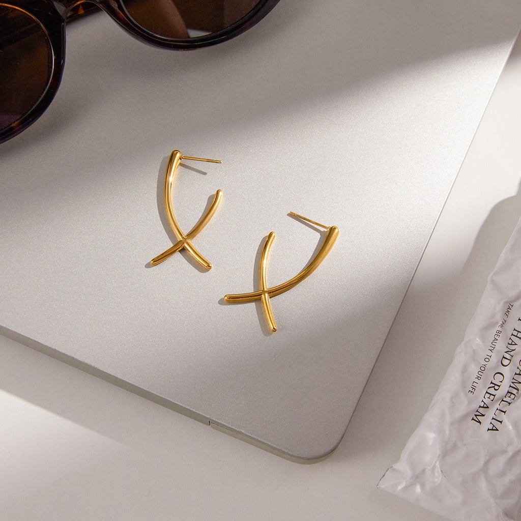 18k gold cross earrings Vera Lux