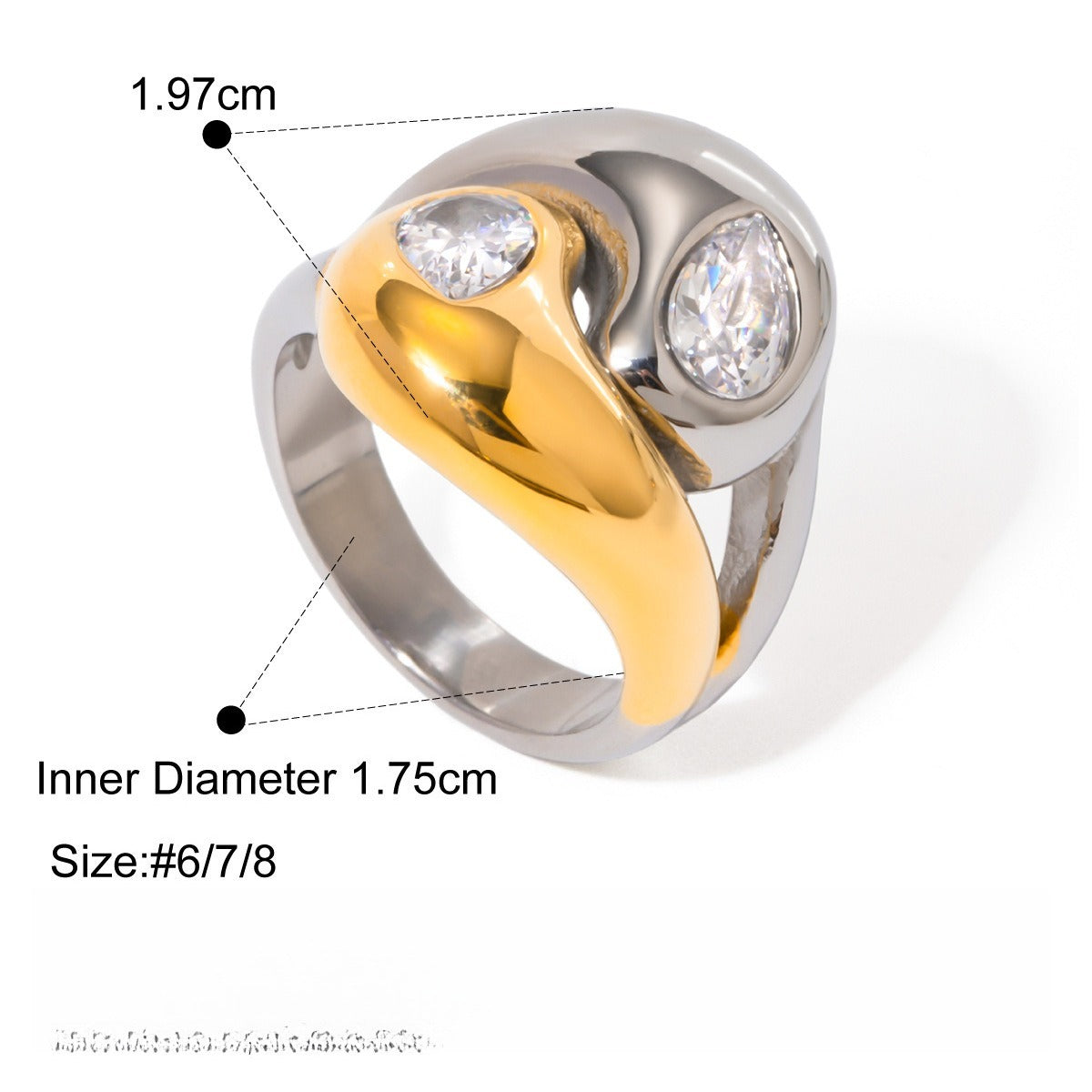 18K Gold Luxury Pearl Titanium Steel Ring Vera Lux