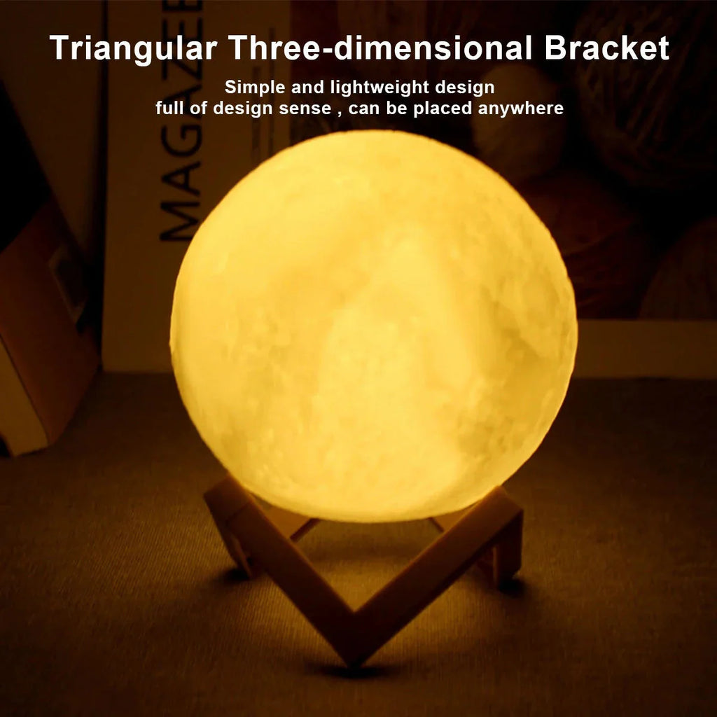 D5 Starry Moon Lamp 8Cm - LED Night Light with Stand, Perfect for Bedroom Decor and Gifts Whatever the Treasure