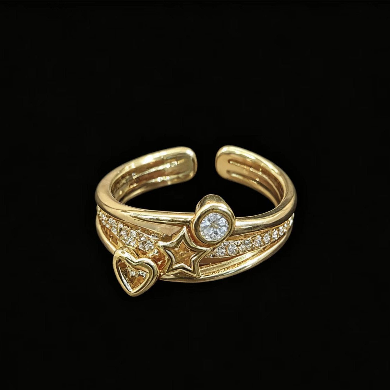 Womens Geometric Line And Polka-dot Diamond-studded Ring Vera Lux