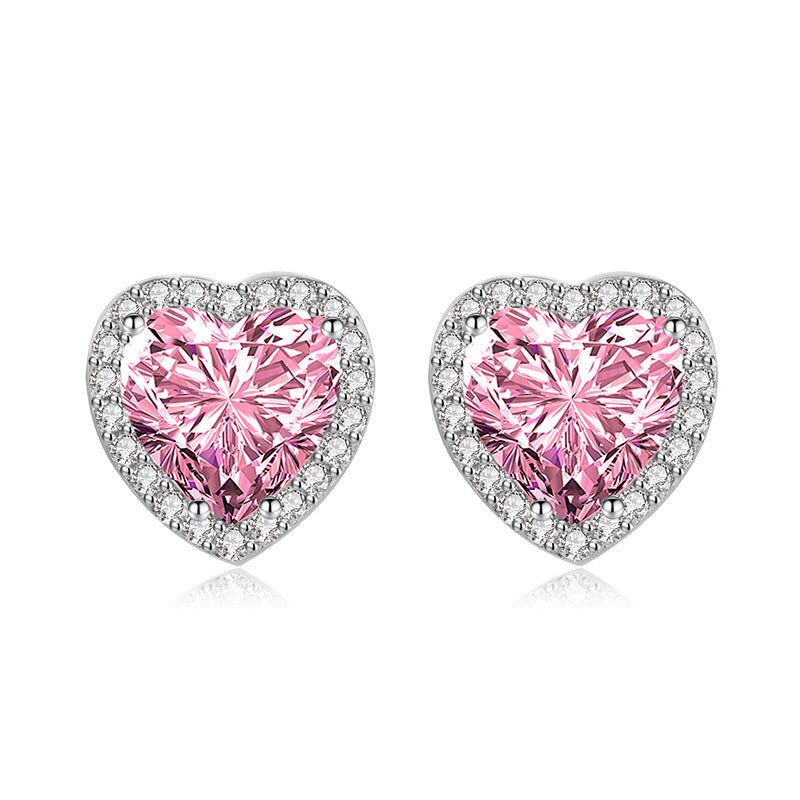 White Copper Heart-shaped Earrings Ornaments Vera Lux