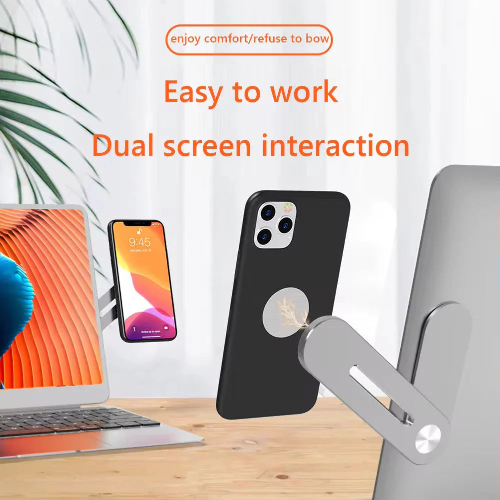 Metal Expansion Phone Stand for Laptop and Tesla Vehicles - Magnetic Folding Phone Holder with 15W Fast Charger Whatever the Treasure