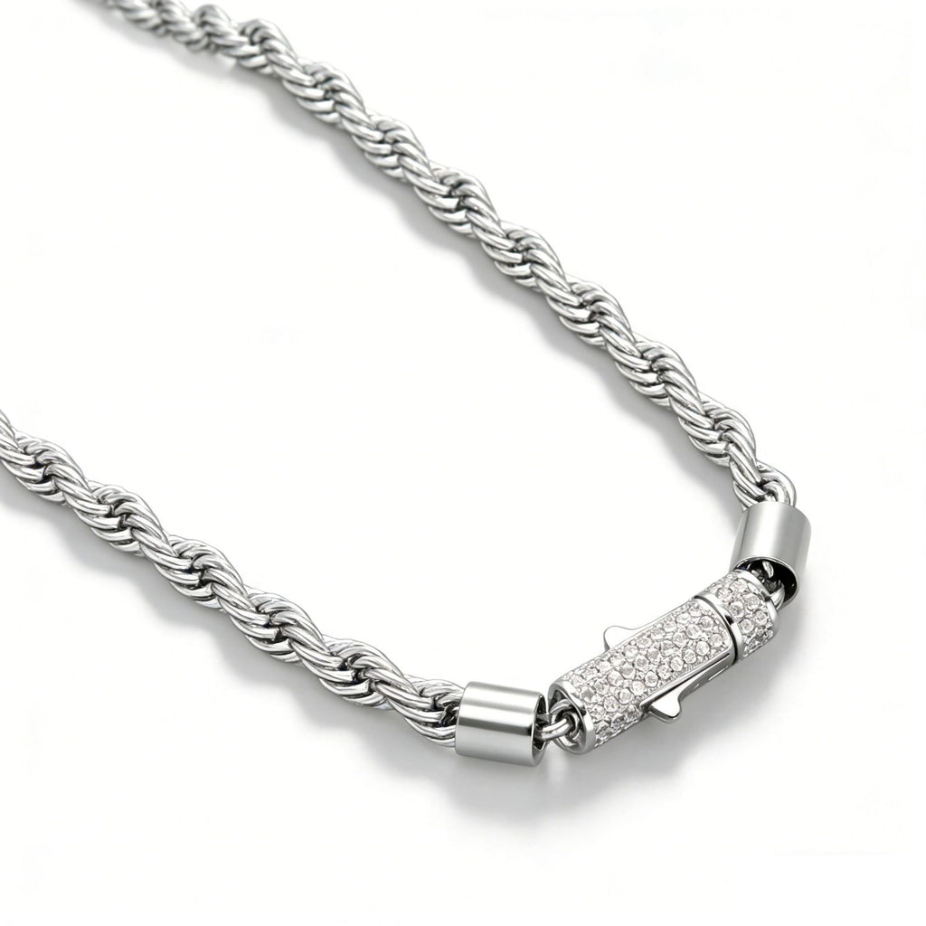 Cylindrical Spring-clasp Necklace Fully With Zirconias Vera Lux
