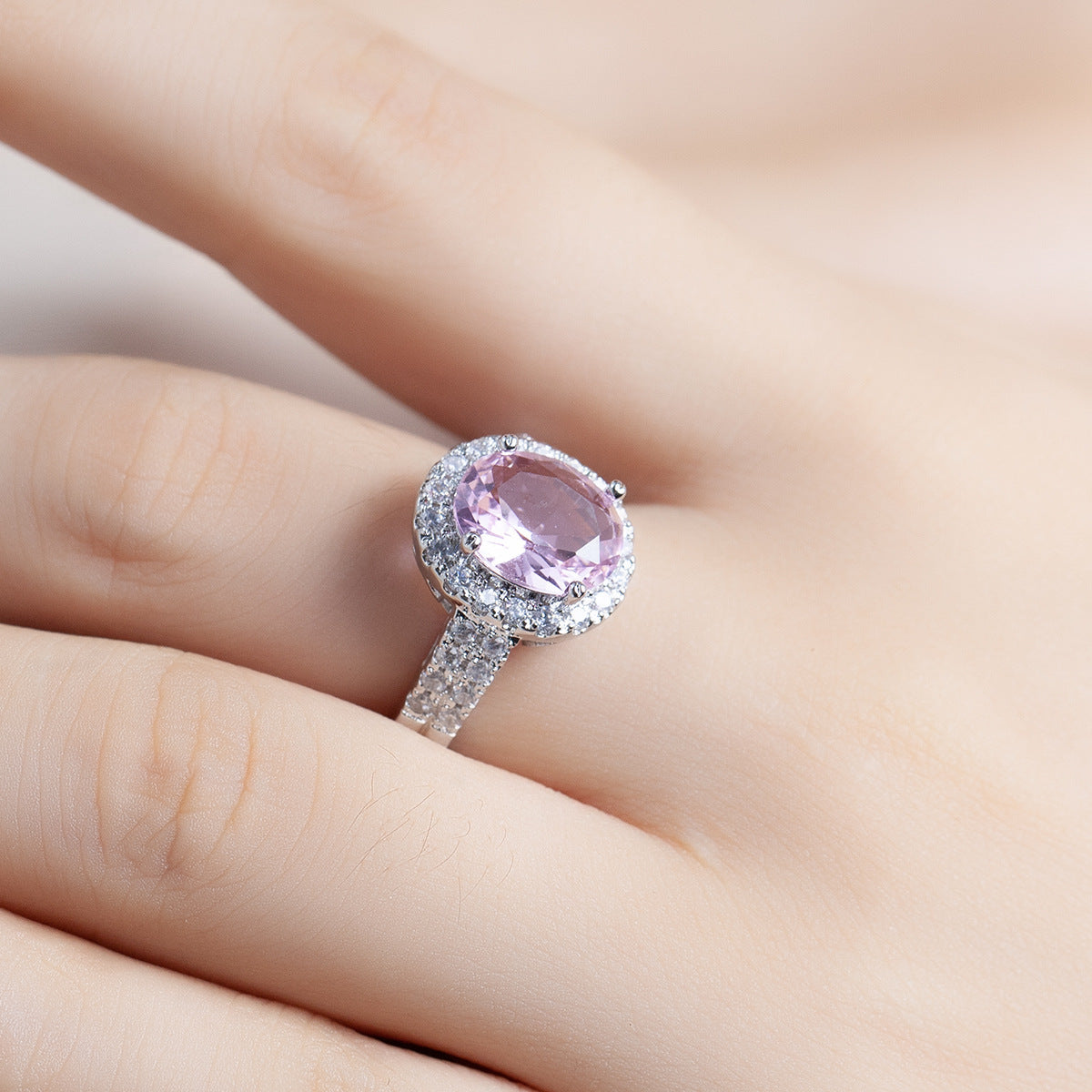 New Oval Cut  Crystal & Zircon Ring, European Style  Zircon Engagement Jewelry For Women Vera Lux