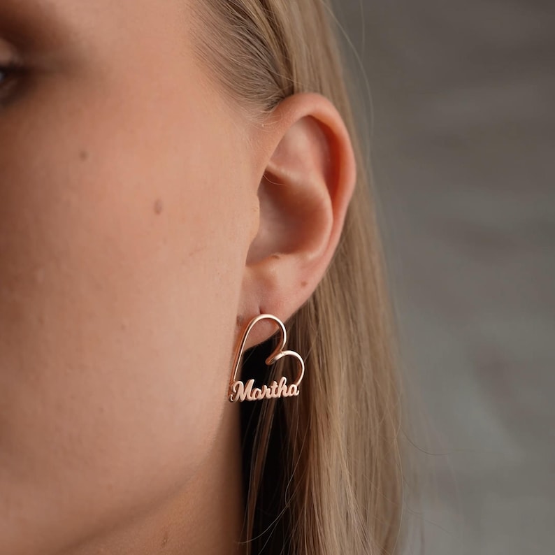 Heart Name Stud Earrings Vera Lux