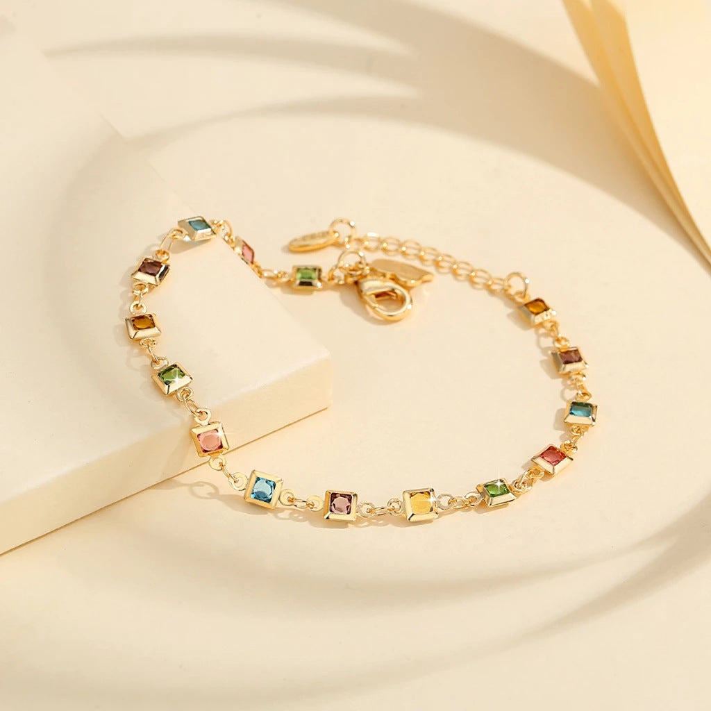 Multicolor Micro-Set Rainbow Zircon Bracelet Vera Lux