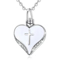 Cross Diamond Heart-Shaped Cremation Necklace Vera Lux