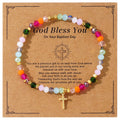 Natural Stone Colorful Cross Holiday Card Bracelet Vera Lux