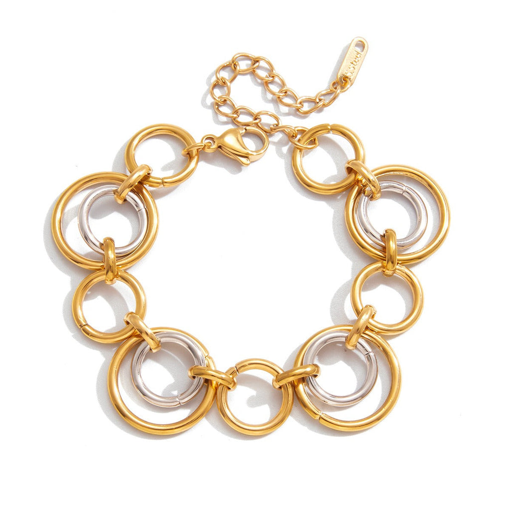 18K gold and S925 silver multi-strand bracelet with contrasting colors. Vera Lux