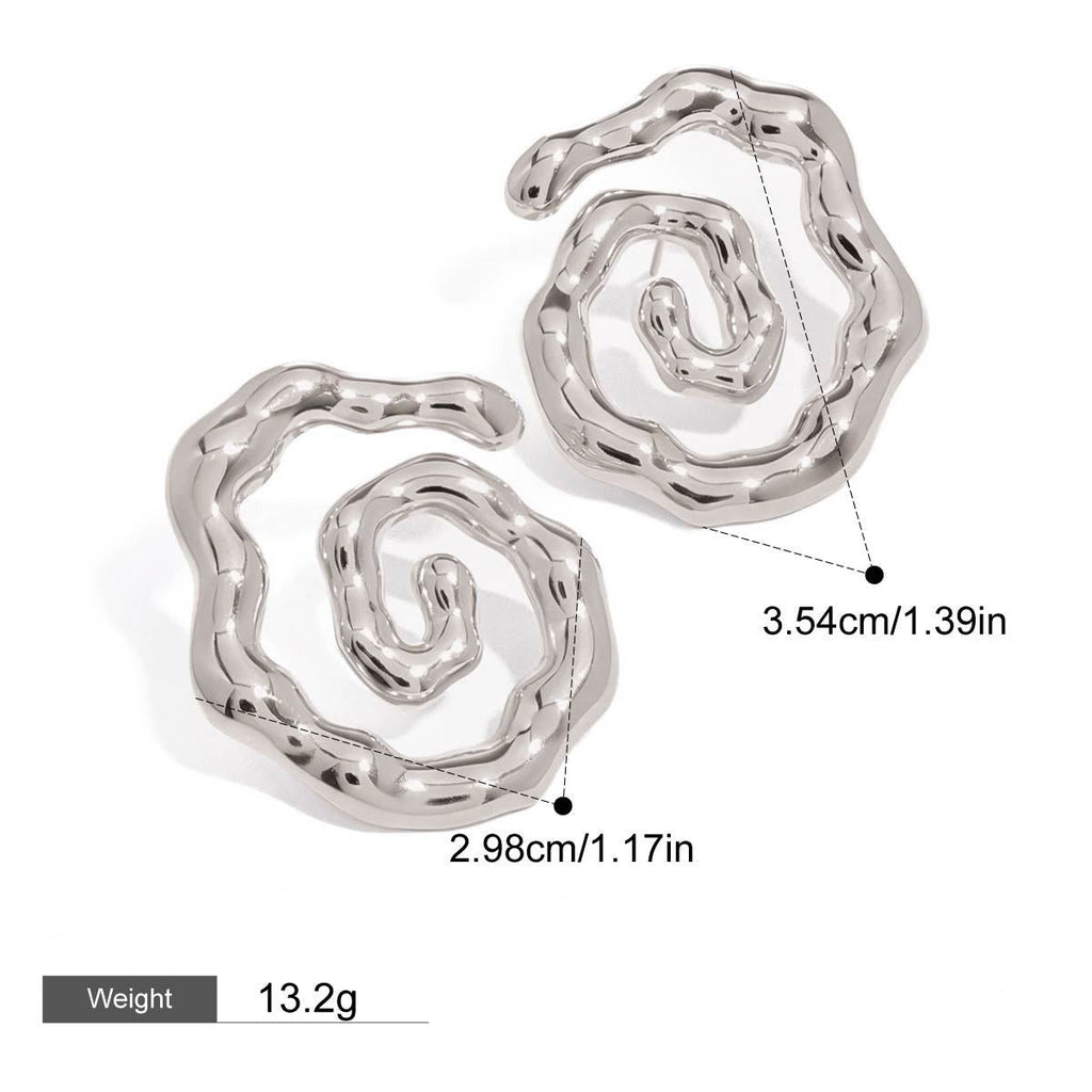 18K gold hollow thread with texture design simple and elegant earrings Vera Lux