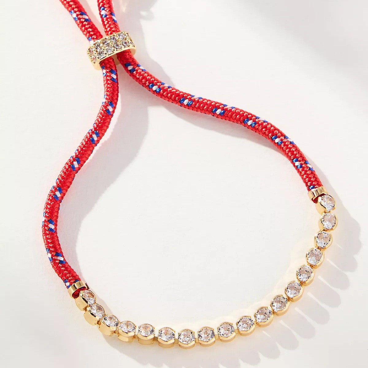Off-white Brown-striped Woven Necklace With Diamond-encrusted Gold Chain Vera Lux