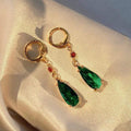 Fashion Green Crystal Water Drop Pendant Earrings Vera Lux