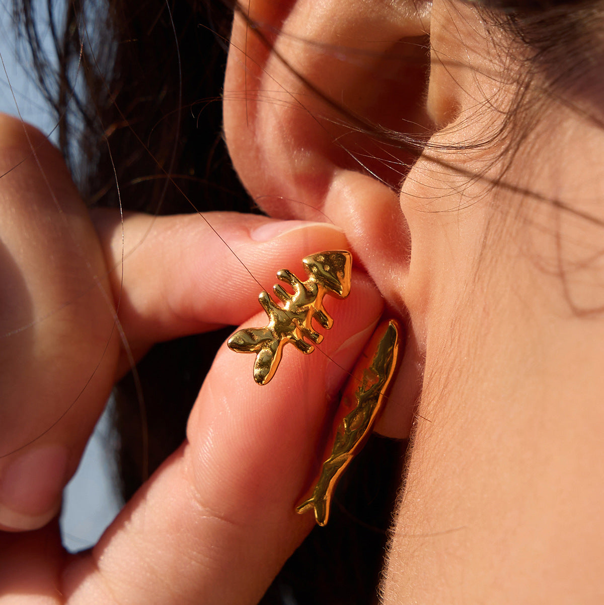 Stainless Steel Fish Stud Earrings Vera Lux